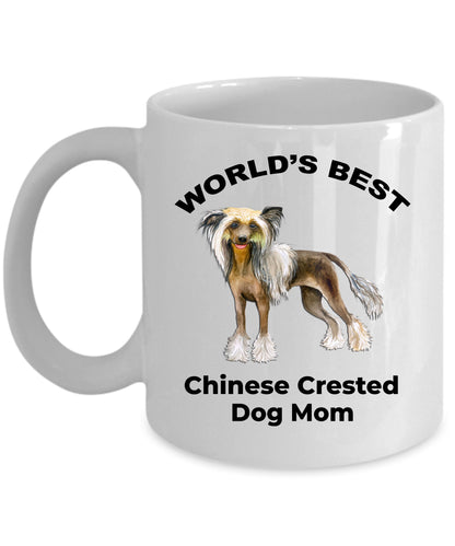 Chinese Crested Best Dog Mom custom ceramic coffee mug white, two-tone black, red, navy, pink - Mallard Moon Gift Shop