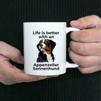 Life is Better with an Appenzeller Sennenhund – White Ceramic Mug for Dog Lovers