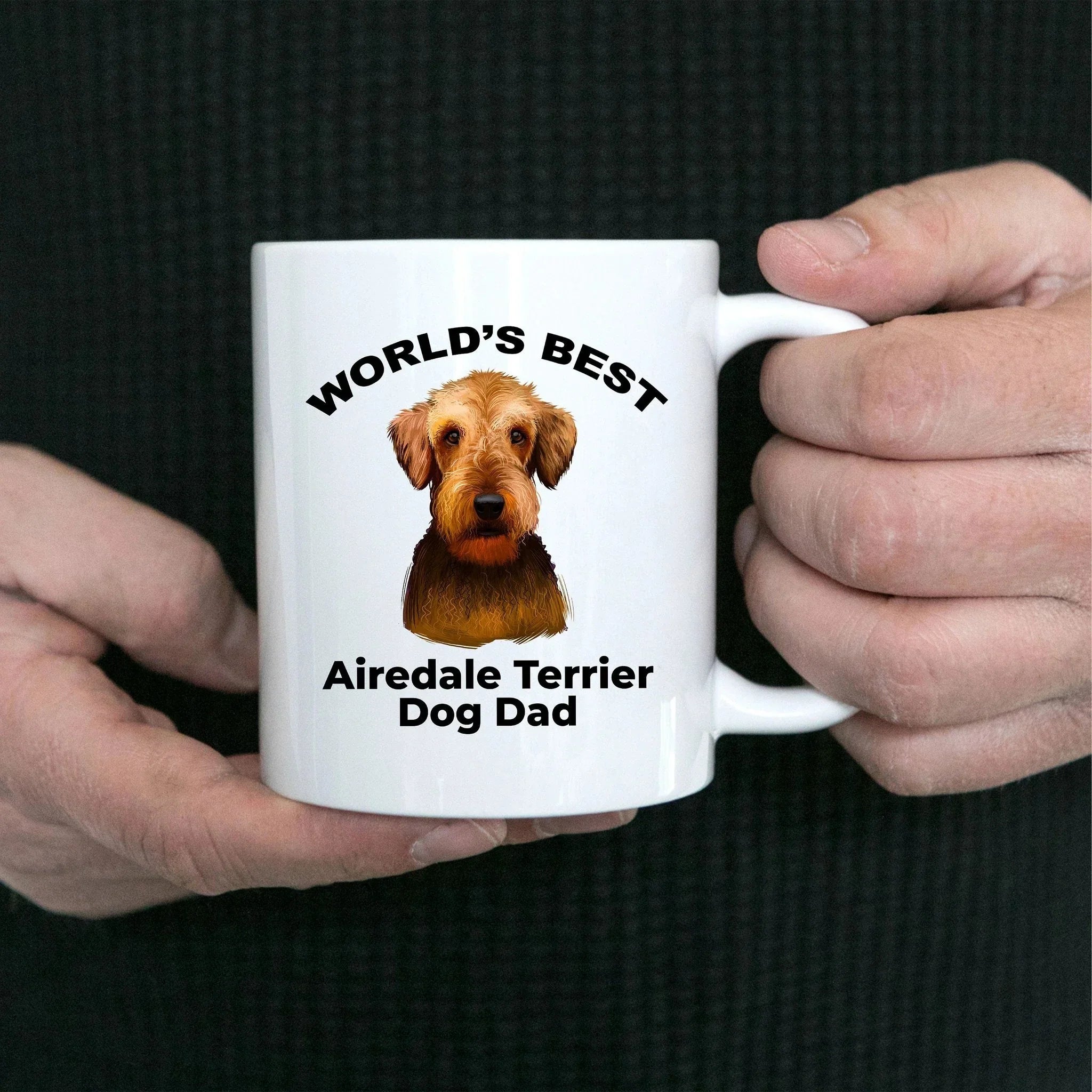 Airedale Terrier Best Dog Dad custom ceramic coffee mug