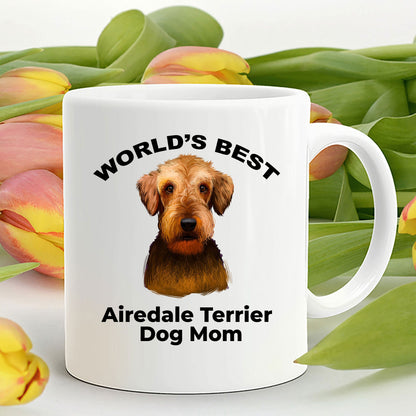 Airedale Terrier Best Dog Mom custom ceramic coffee mug - Mallard Moon Gift Shop