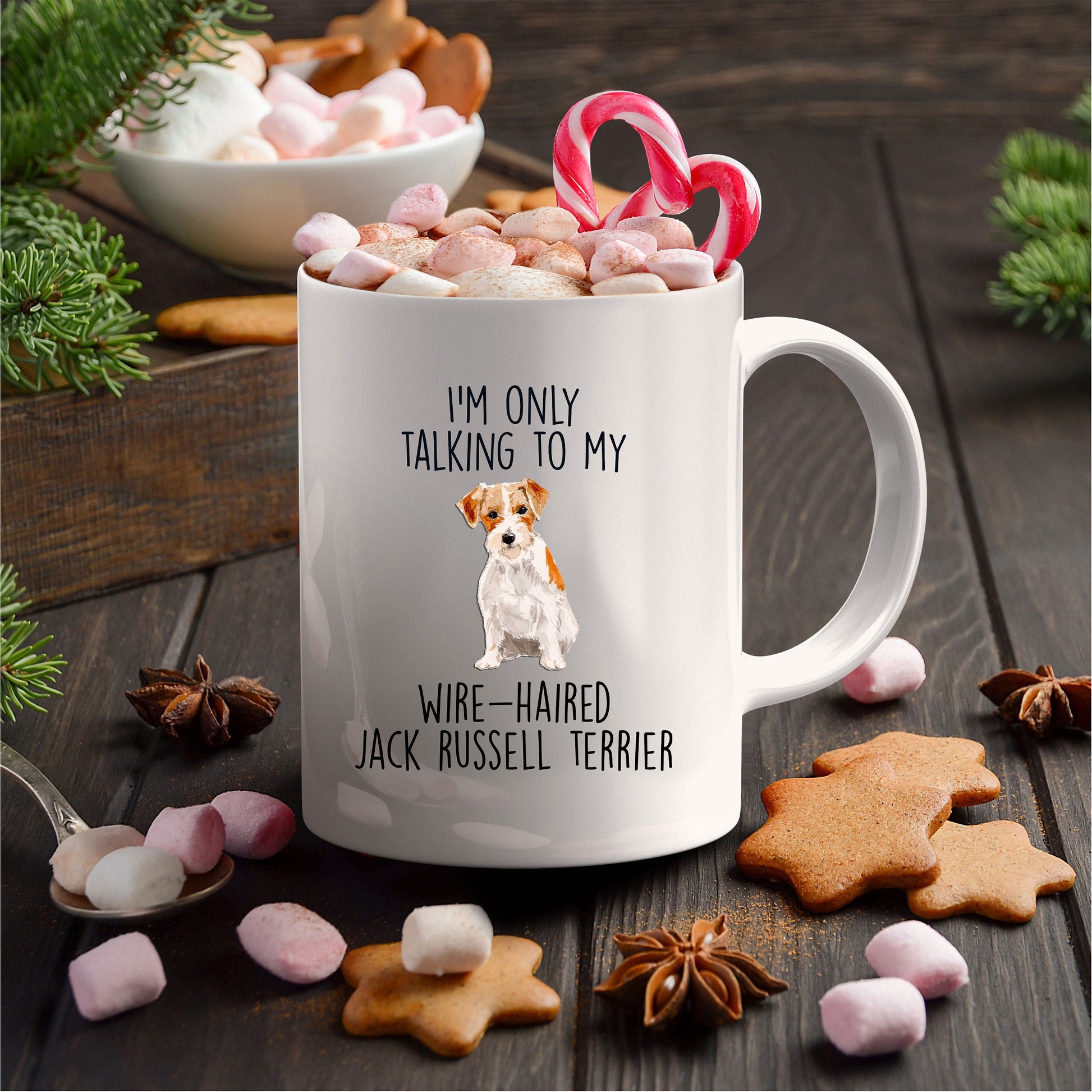 Funny dog coffee mug - I'm only Talking to my Wire-haired Jack Russell Terrier - Mallard Moon Gift Shop