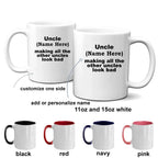 Custom Uncle Mug - Personalized mug for your favorite uncle white ceramic coffee cup, two-tone black, navy, red, pink