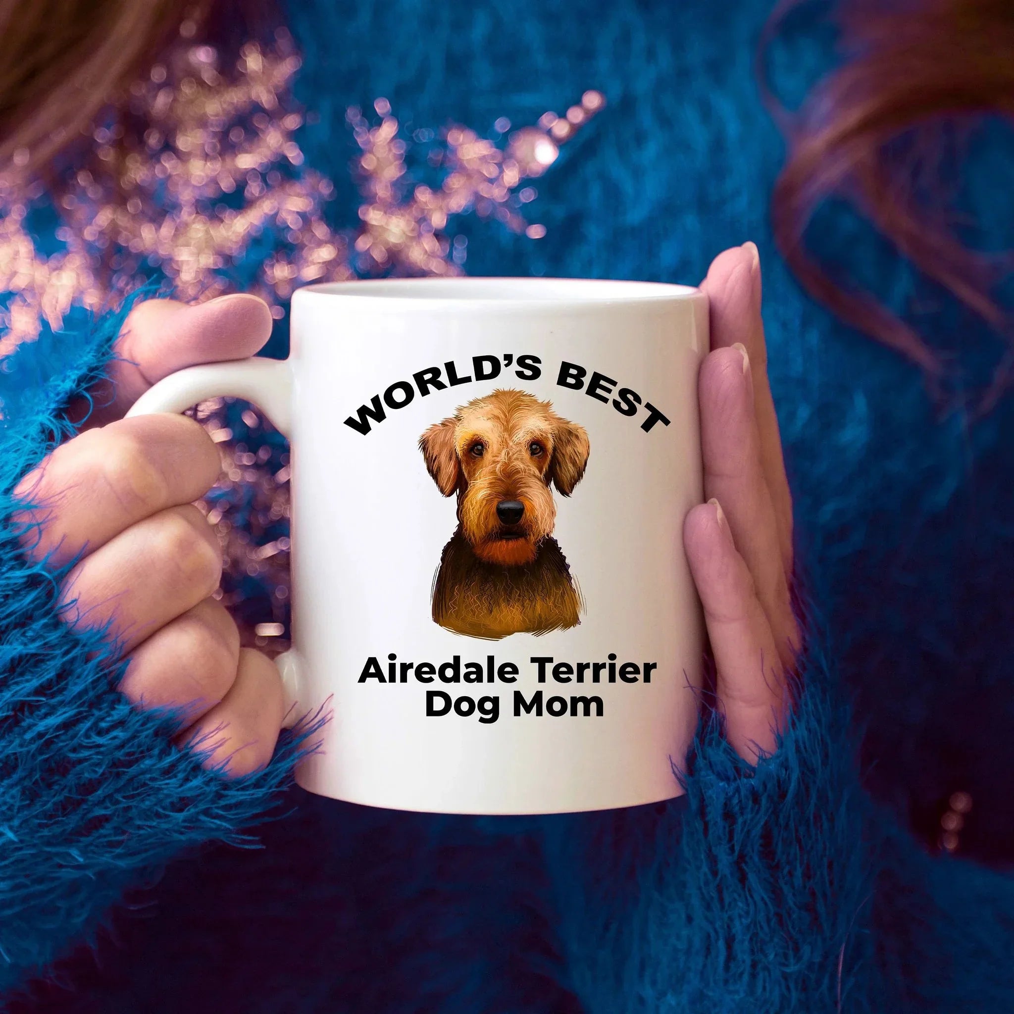 Airedale Terrier Best Dog Mom custom ceramic coffee mug