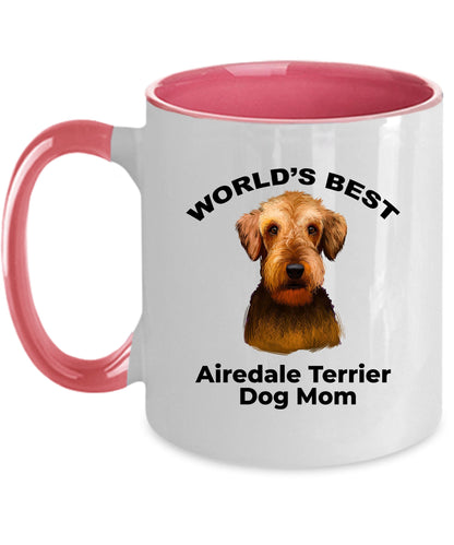 Airedale Terrier Best Dog Mom custom ceramic coffee mug - Mallard Moon Gift Shop