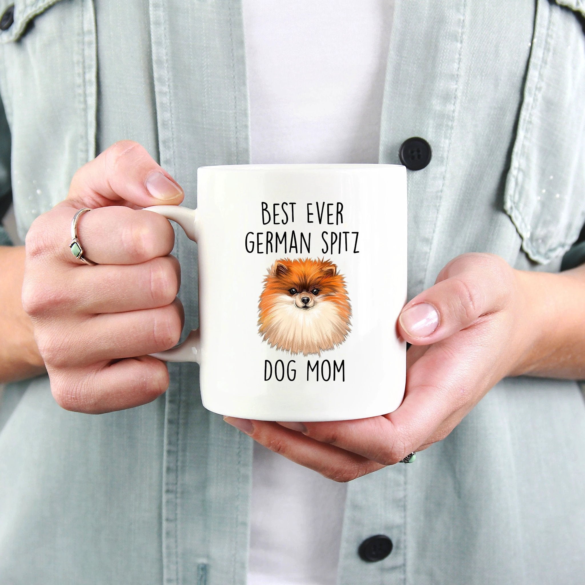 Best Ever German Spitz Dog Mom Custom Ceramic Coffee Mug