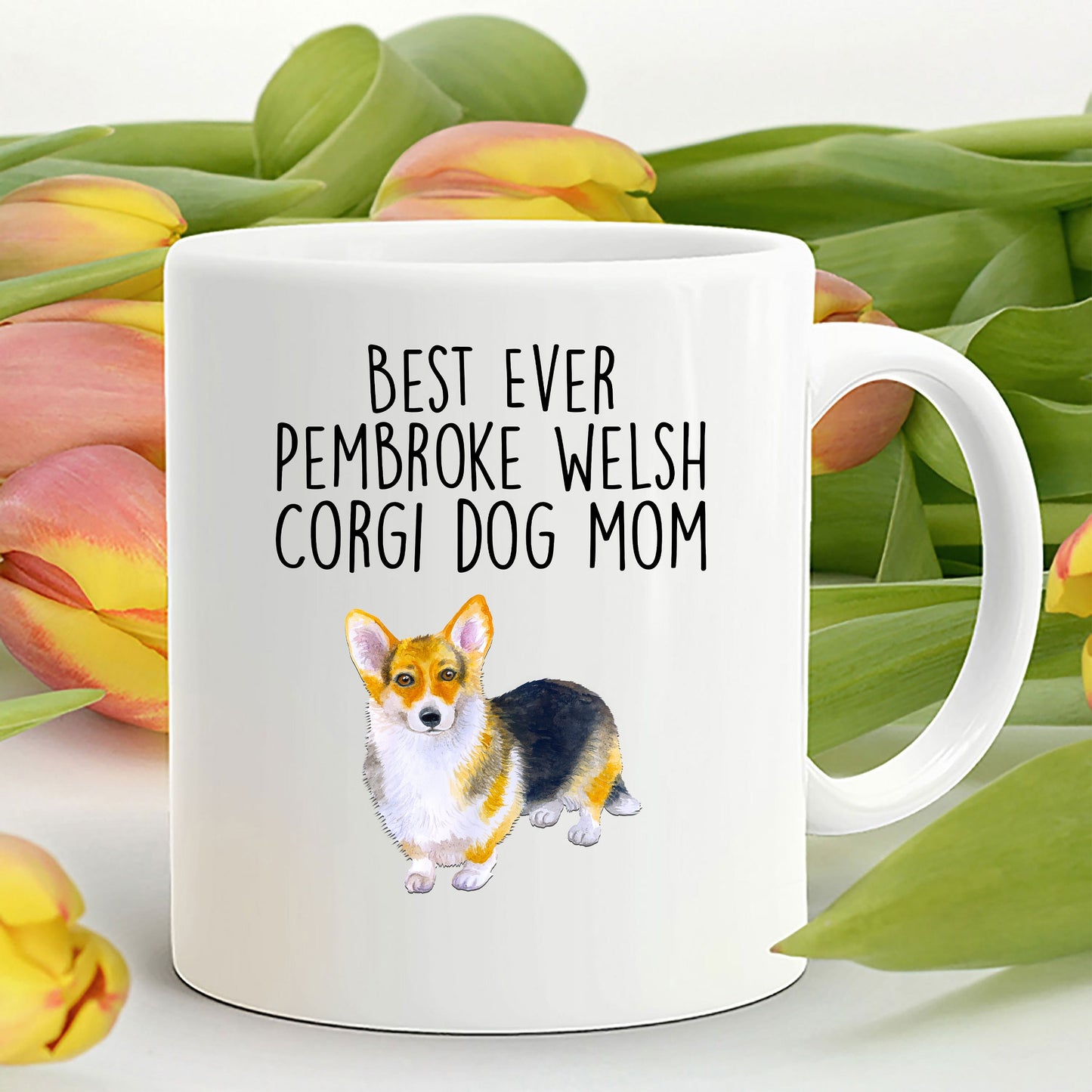 Best Ever Tricolor Pembroke Welsh Corgi Dog Mom Custom Ceramic Mug - Mallard Moon Gift Shop
