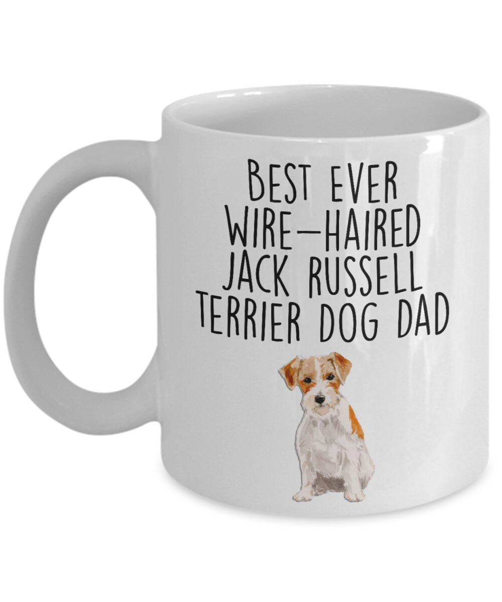 Best Ever Wire-haired Jack Russell Terrier Dog Dad Custom ceramic coffee mug - Mallard Moon Gift Shop