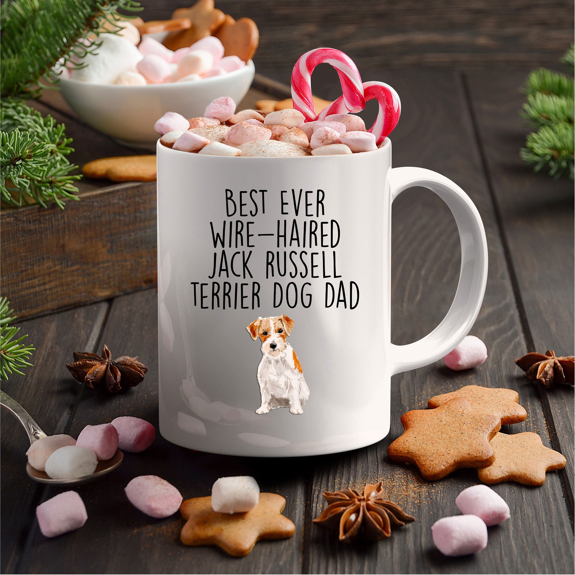 Best Ever Wire-haired Jack Russell Terrier Dog Dad Custom ceramic coffee mug - Mallard Moon Gift Shop