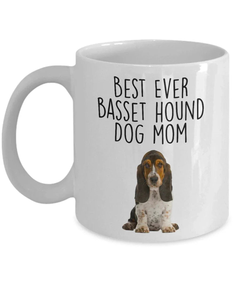 Best Ever Basset Hound Puppy Dog Mom Custom ceramic coffee mug