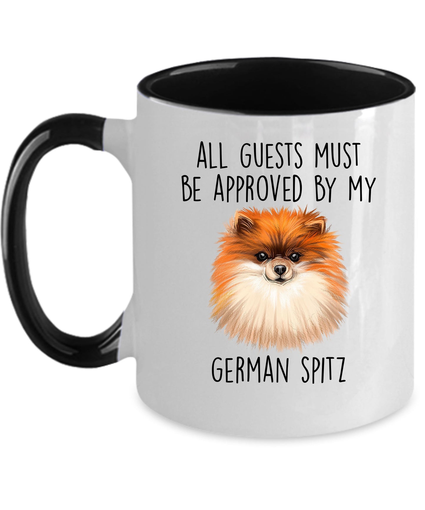 Funny German Spitz Ceramic Mug All Guests must be approved by my Dog - Mallard Moon Gift Shop