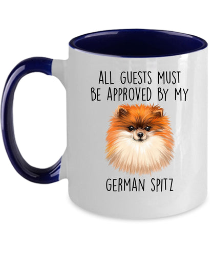 Funny German Spitz Ceramic Mug All Guests must be approved by my Dog - Mallard Moon Gift Shop