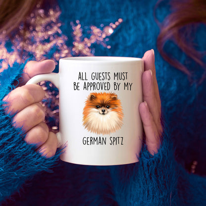 Funny German Spitz Ceramic Mug All Guests must be approved by my Dog - Mallard Moon Gift Shop