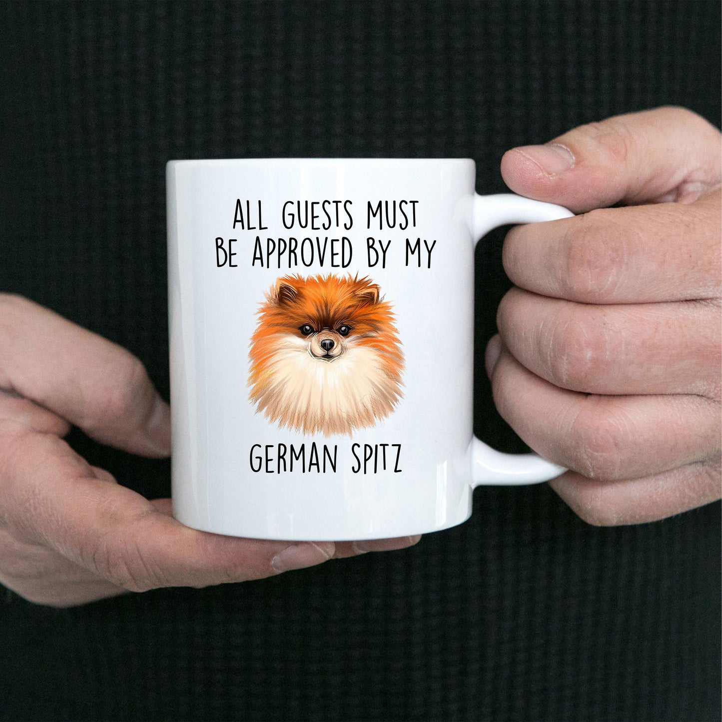 Funny German Spitz Ceramic Mug All Guests must be approved by my Dog - Mallard Moon Gift Shop