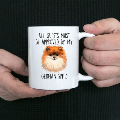 Funny German Spitz Ceramic Mug All Guests must be approved by my Dog - Mallard Moon Gift Shop