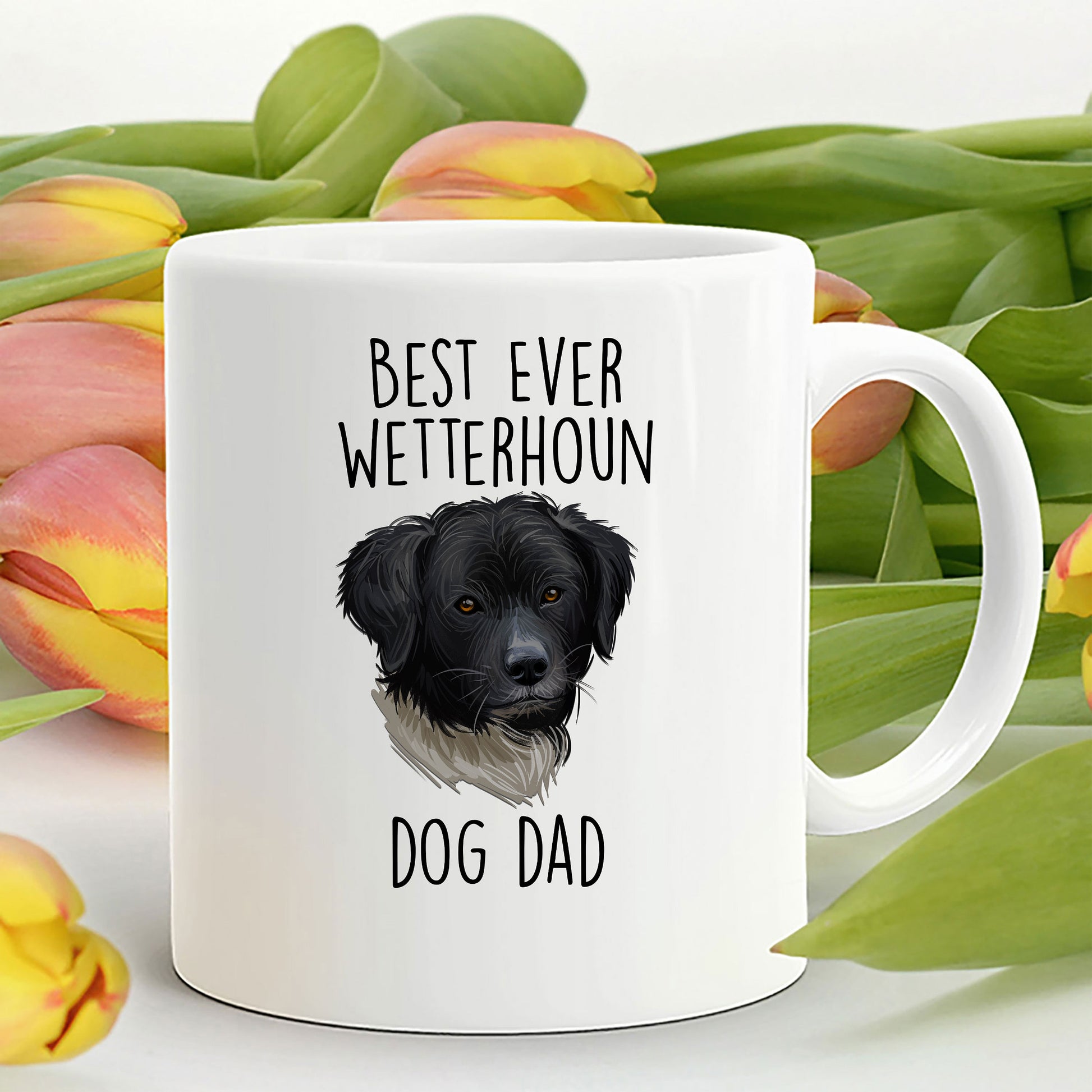 Best Ever Wetterhoun Dog Dad Custom Ceramic Coffee Mug - Mallard Moon Gift Shop