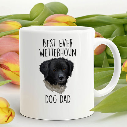 Best Ever Wetterhoun Dog Dad Custom Ceramic Coffee Mug - Mallard Moon Gift Shop