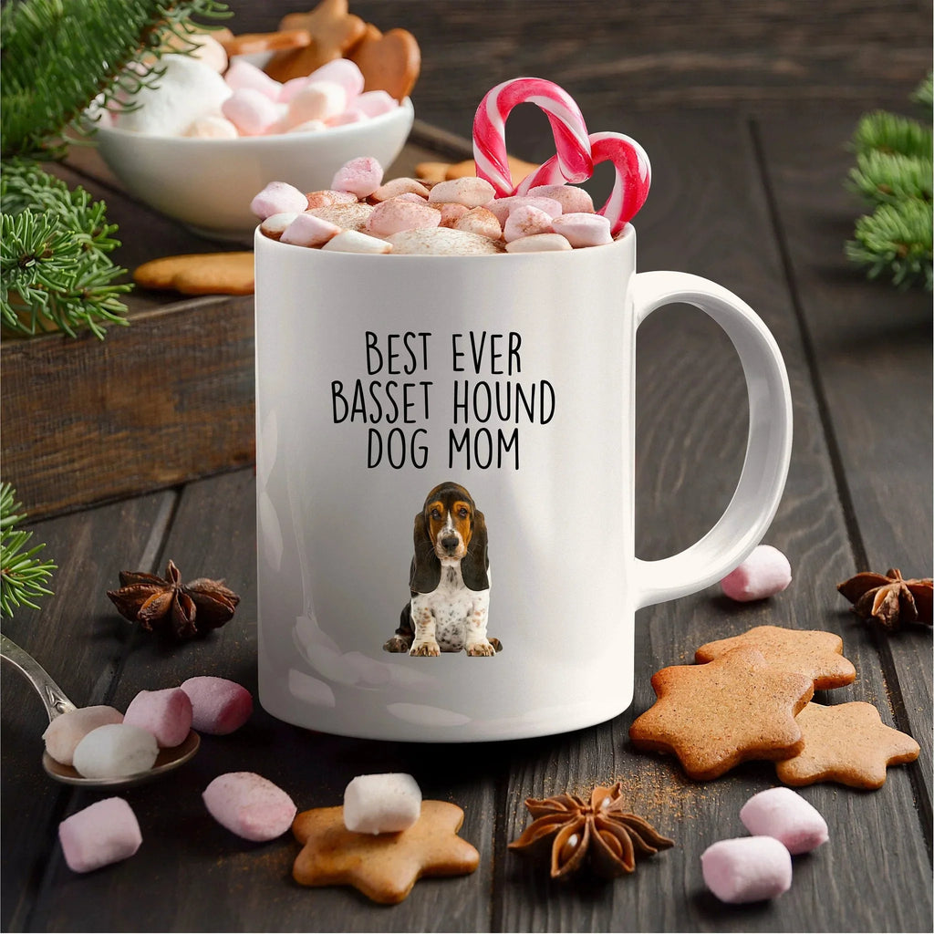 Best Ever Basset Hound Puppy Dog Mom Custom ceramic coffee mug