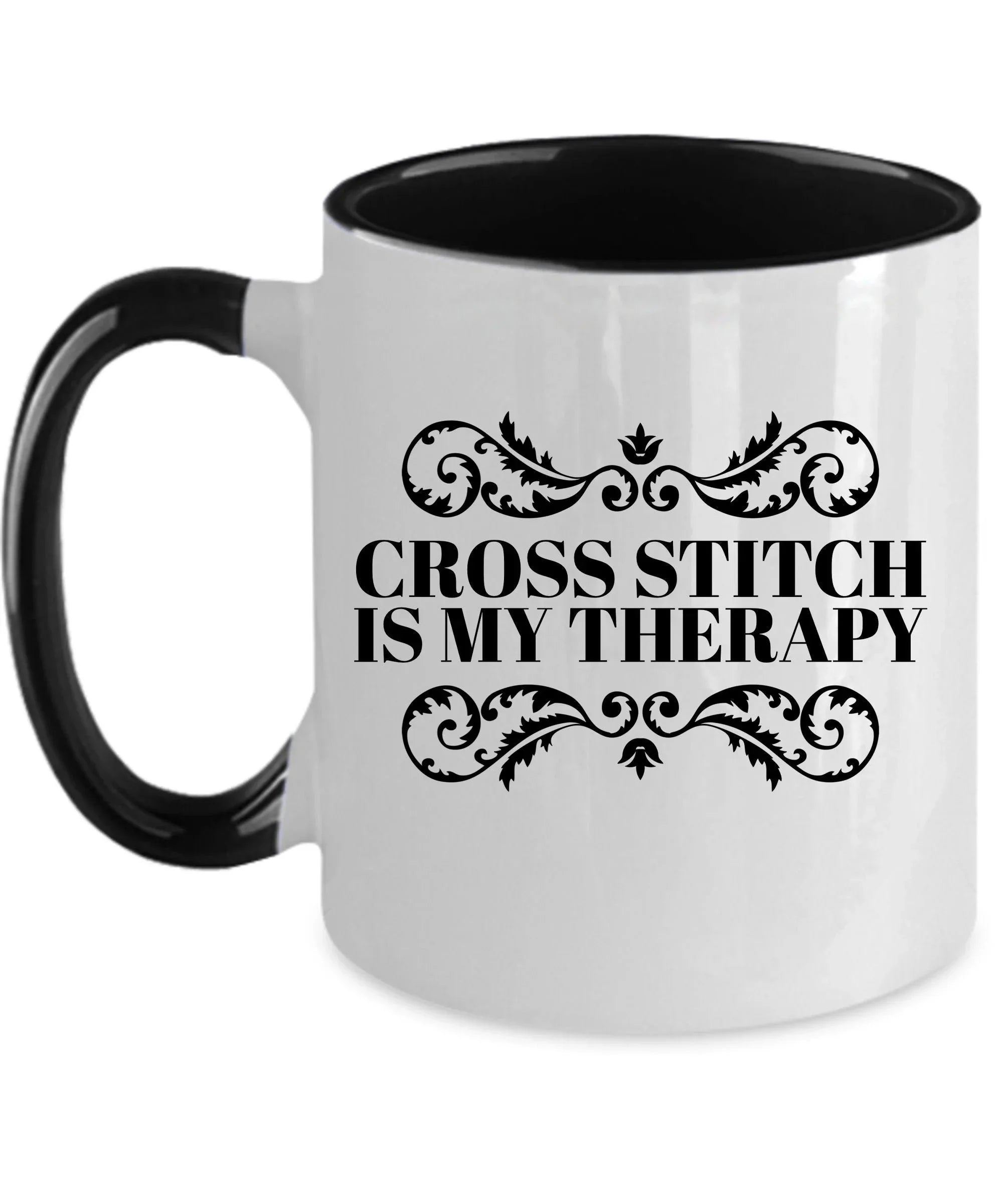 Cross Stitch Ceramic Coffee Mug Cross Stitch is My Therapy