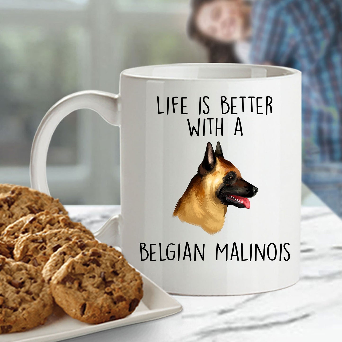 Belgian Malinois Dog Custom Ceramic Coffee Mug Life is Better - Mallard Moon Gift Shop