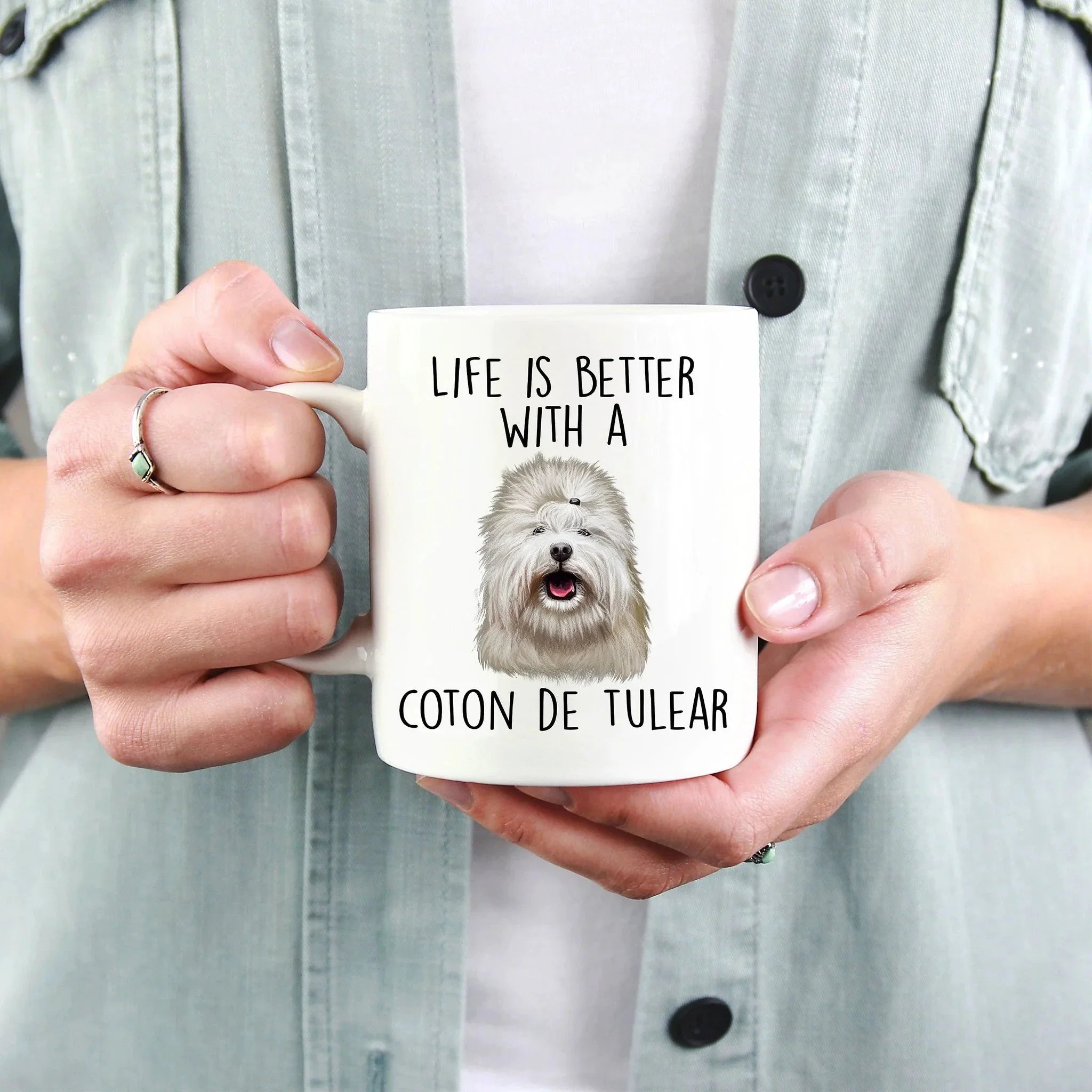 Coton de Tulear Funny Dog Custom Ceramic Coffee Mug Life is Better