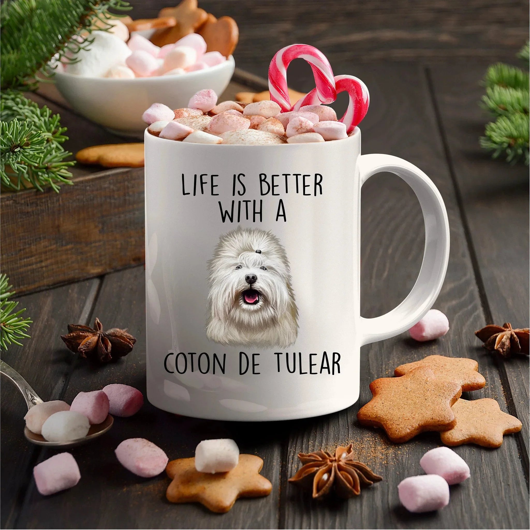 Coton de Tulear Funny Dog Custom Ceramic Coffee Mug Life is Better