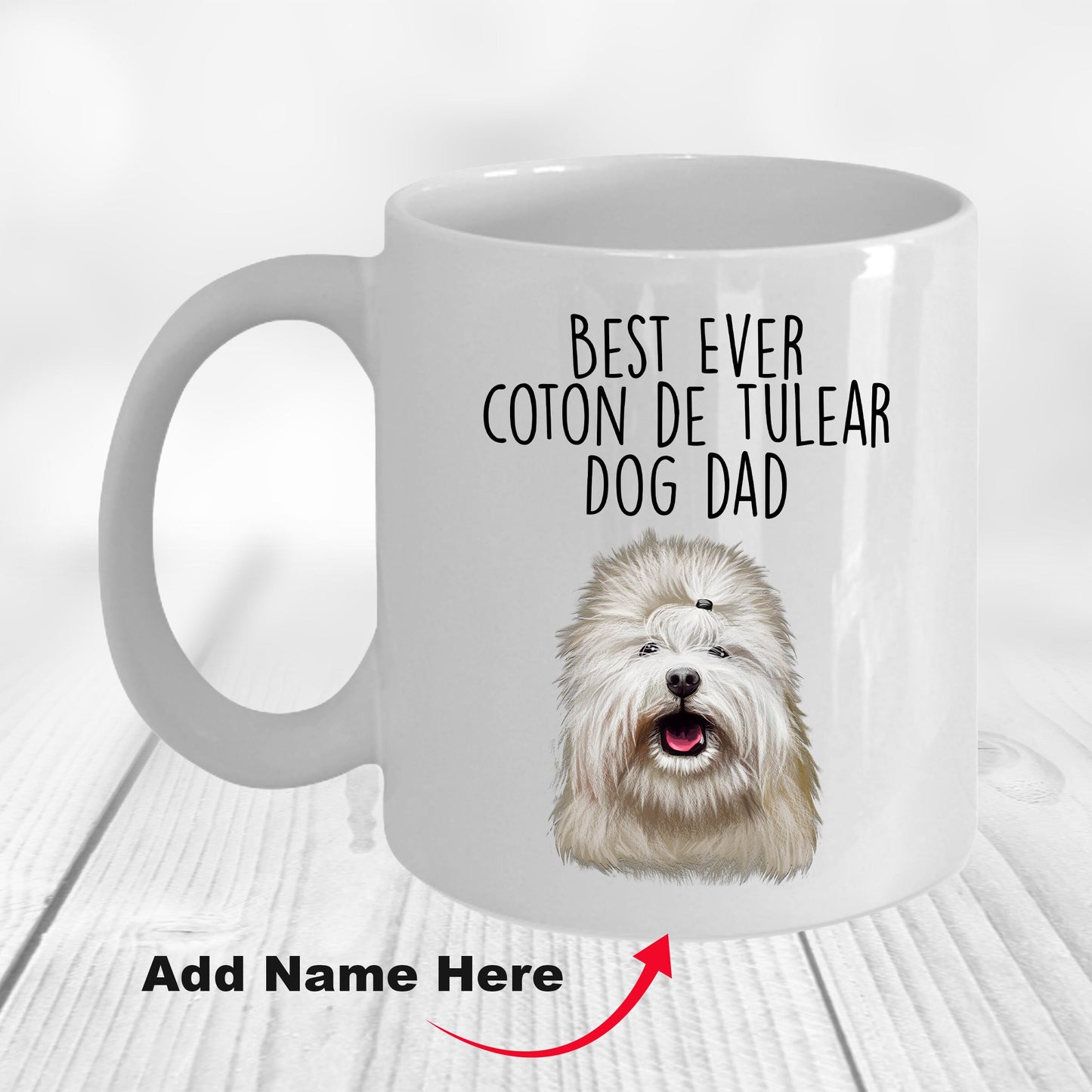 Best Ever Coton de Tulear Dog Dad Custom Ceramic Coffee Mug - Mallard Moon Gift Shop