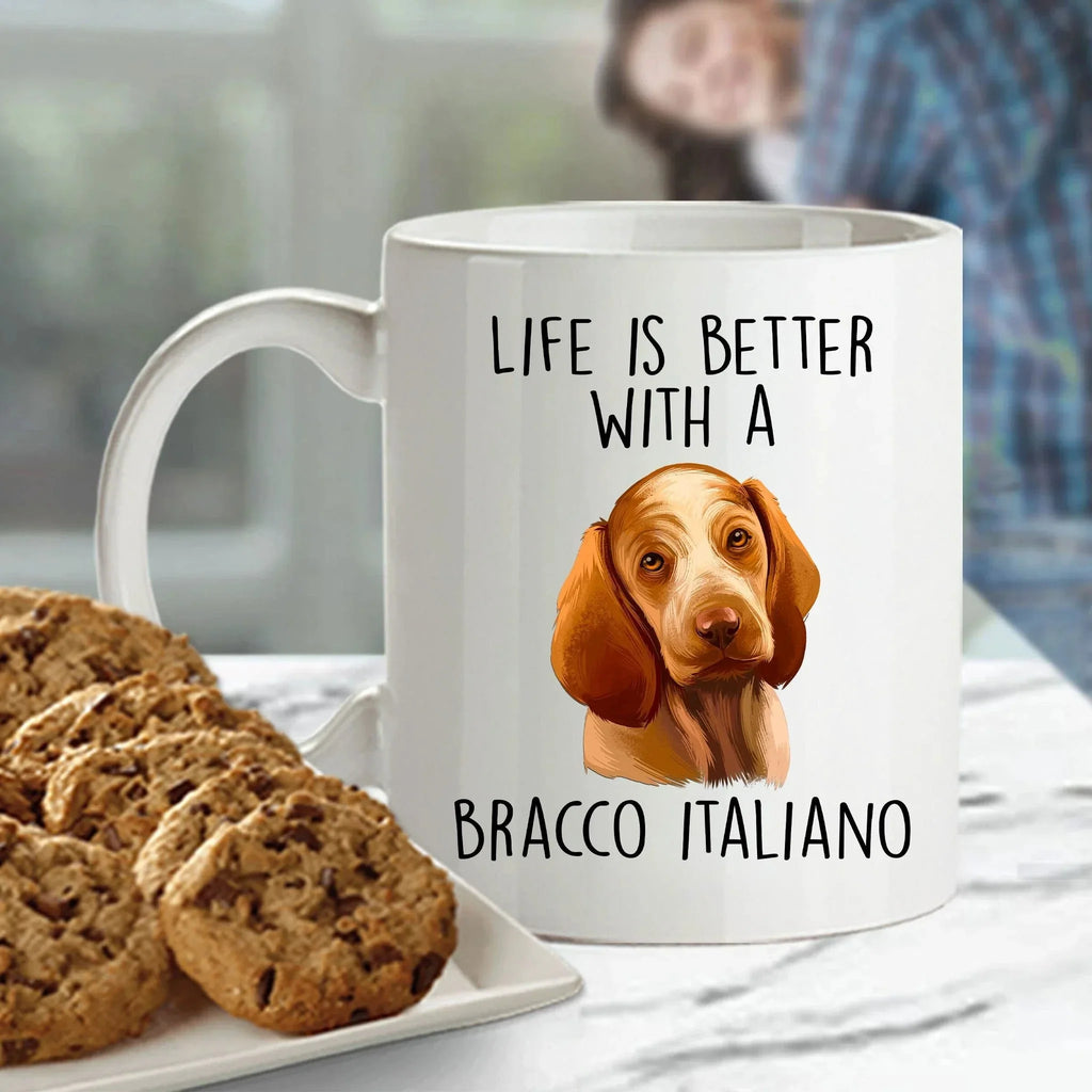 Bracco Italiano Dog Custom Ceramic Coffee Mug - Life is Better