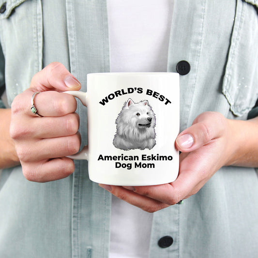 American Eskimo World's Best Dog Mom Custom Ceramic Coffee Mug - Mallard Moon Gift Shop