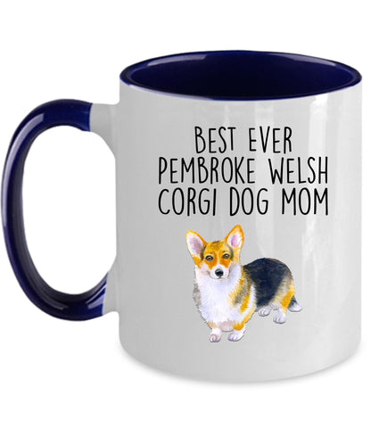 Best Ever Tricolor Pembroke Welsh Corgi Dog Mom Custom Ceramic Mug - Mallard Moon Gift Shop
