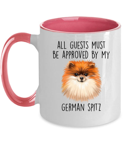 Funny German Spitz Ceramic Mug All Guests must be approved by my Dog - Mallard Moon Gift Shop