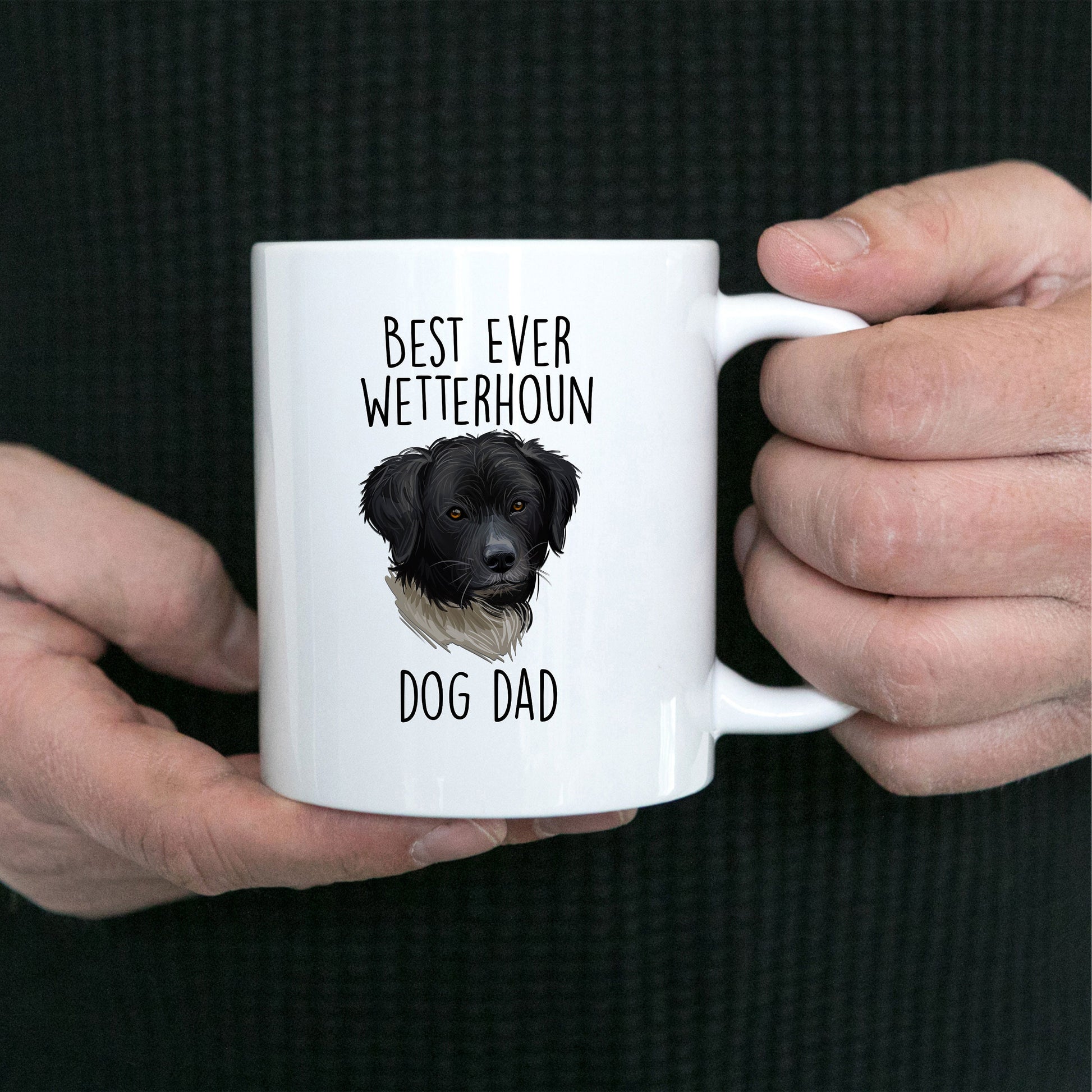 Best Ever Wetterhoun Dog Dad Custom Ceramic Coffee Mug - Mallard Moon Gift Shop