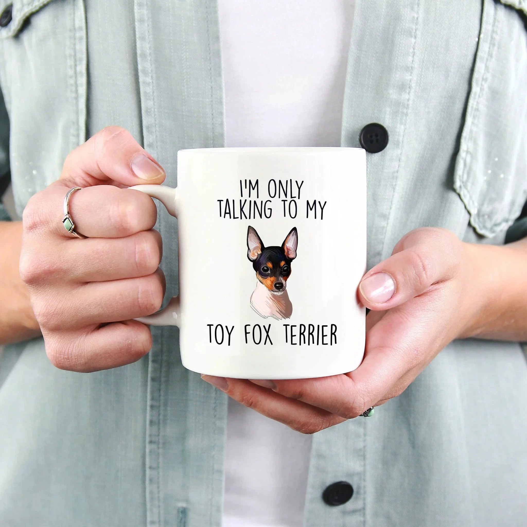 Funny Toy Fox Terrier Ceramic Coffee Mug I'm Only Talking to my Dog