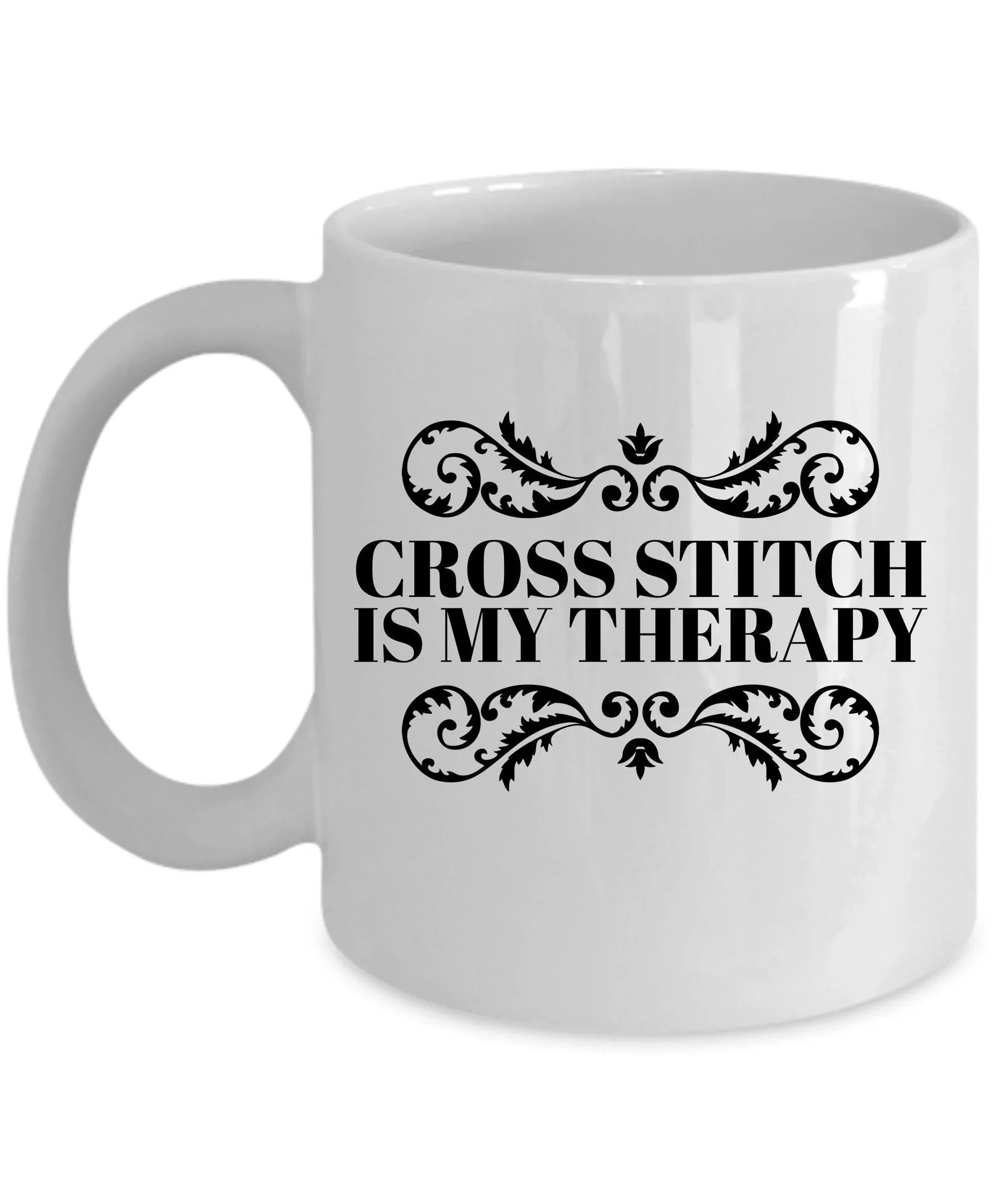 Cross Stitch Ceramic Coffee Mug Cross Stitch is My Therapy