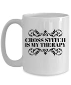 Cross Stitch Ceramic Coffee Mug Cross Stitch is My Therapy