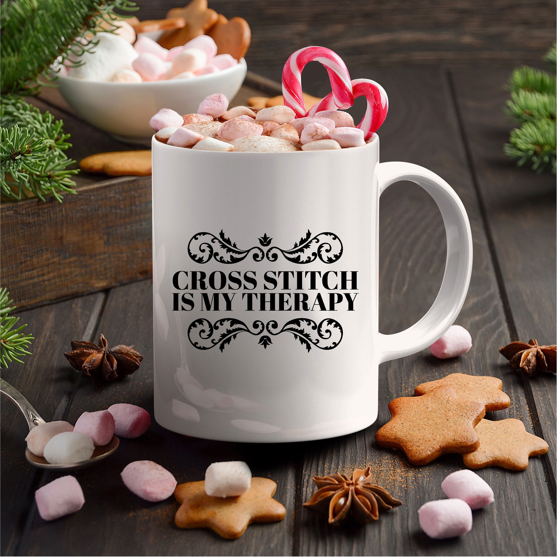 Cross Stitch Ceramic Coffee Mug Cross Stitch is My Therapy - Mallard Moon Gift Shop