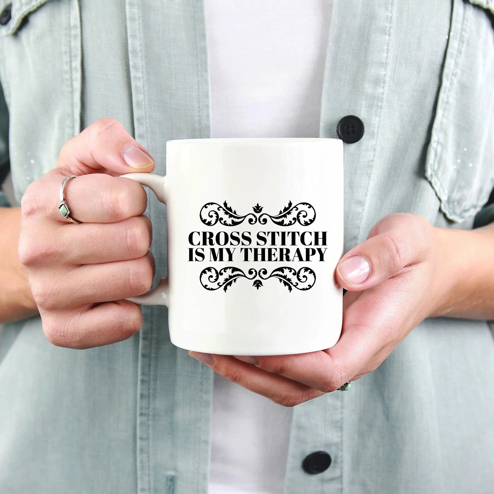 Cross Stitch Ceramic Coffee Mug Cross Stitch is My Therapy