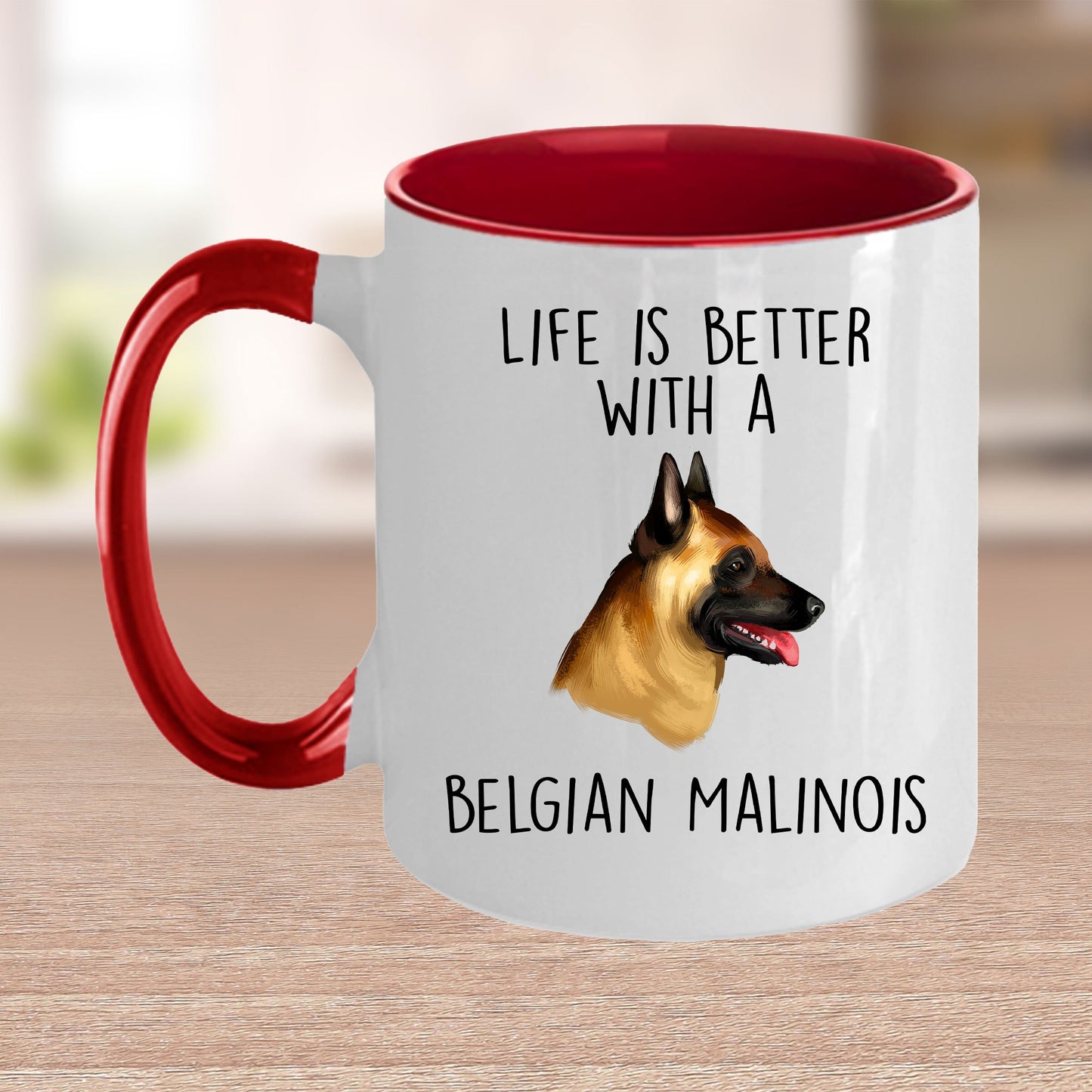 Belgian Malinois Dog Custom Ceramic Coffee Mug Life is Better - Mallard Moon Gift Shop