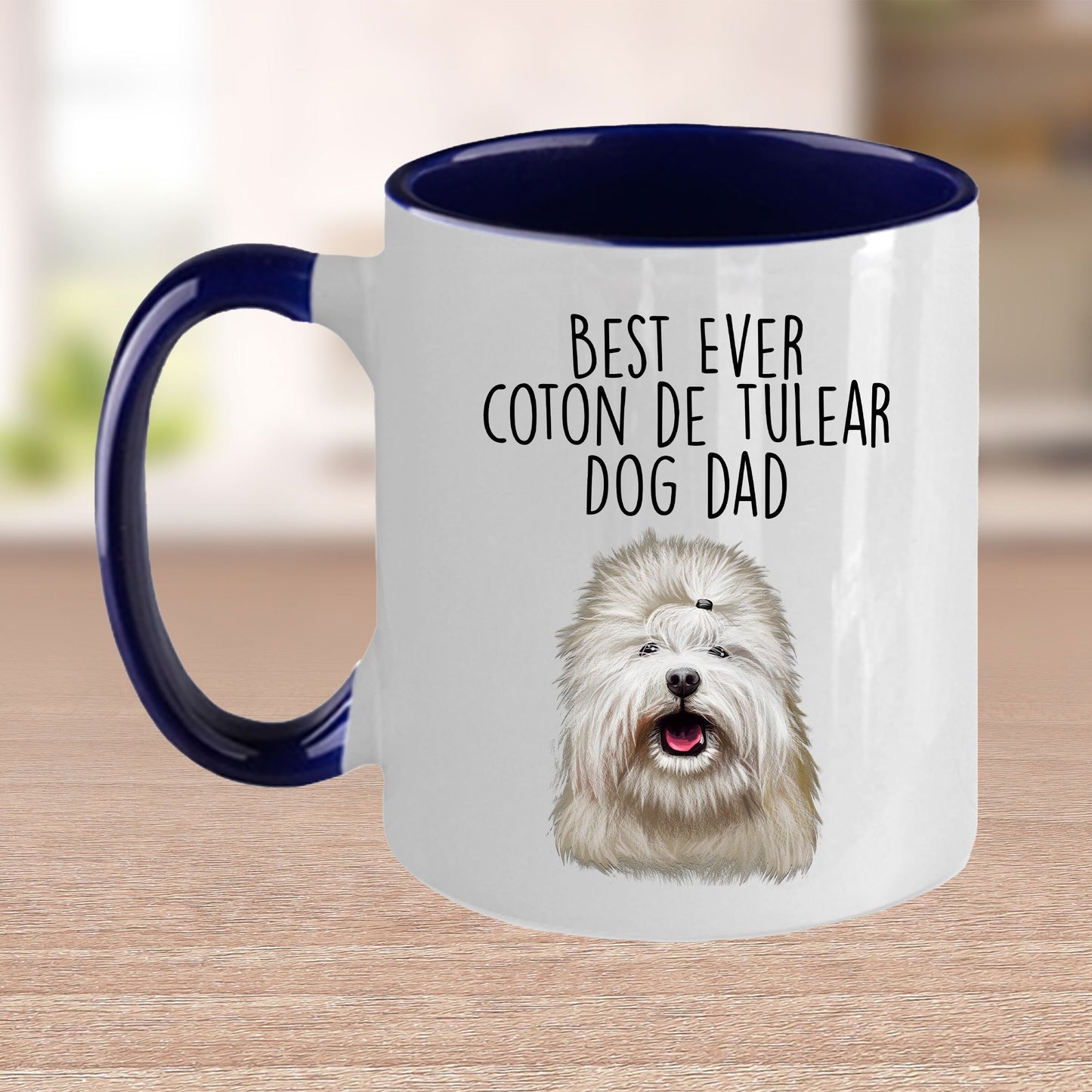 Best Ever Coton de Tulear Dog Dad Custom Ceramic Coffee Mug - Mallard Moon Gift Shop