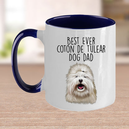 Best Ever Coton de Tulear Dog Dad Custom Ceramic Coffee Mug - Mallard Moon Gift Shop