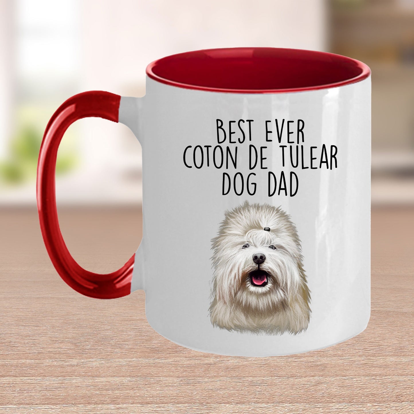 Best Ever Coton de Tulear Dog Dad Custom Ceramic Coffee Mug - Mallard Moon Gift Shop