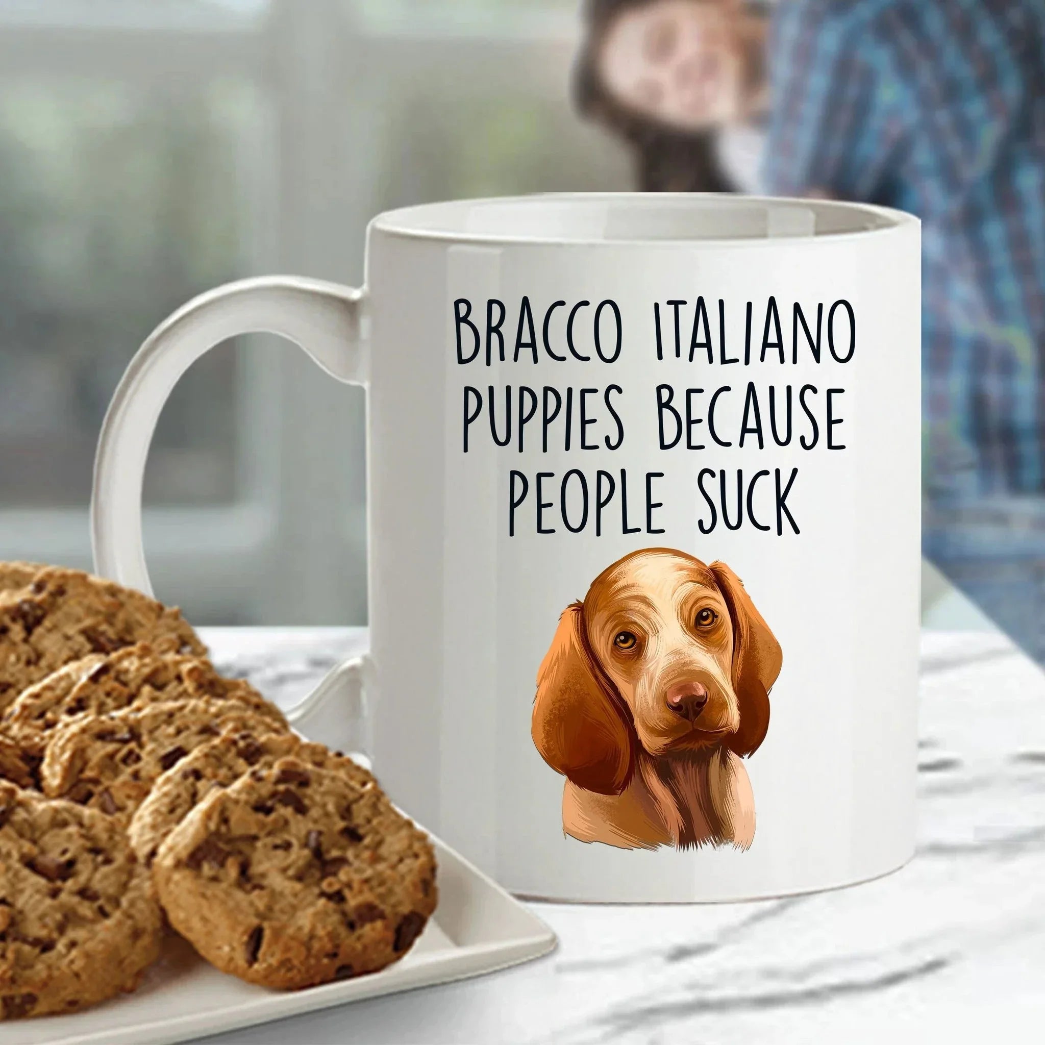 Bracco Italiano Puppies Because People Suck Funny Dog Custom Ceramic Coffee Mug