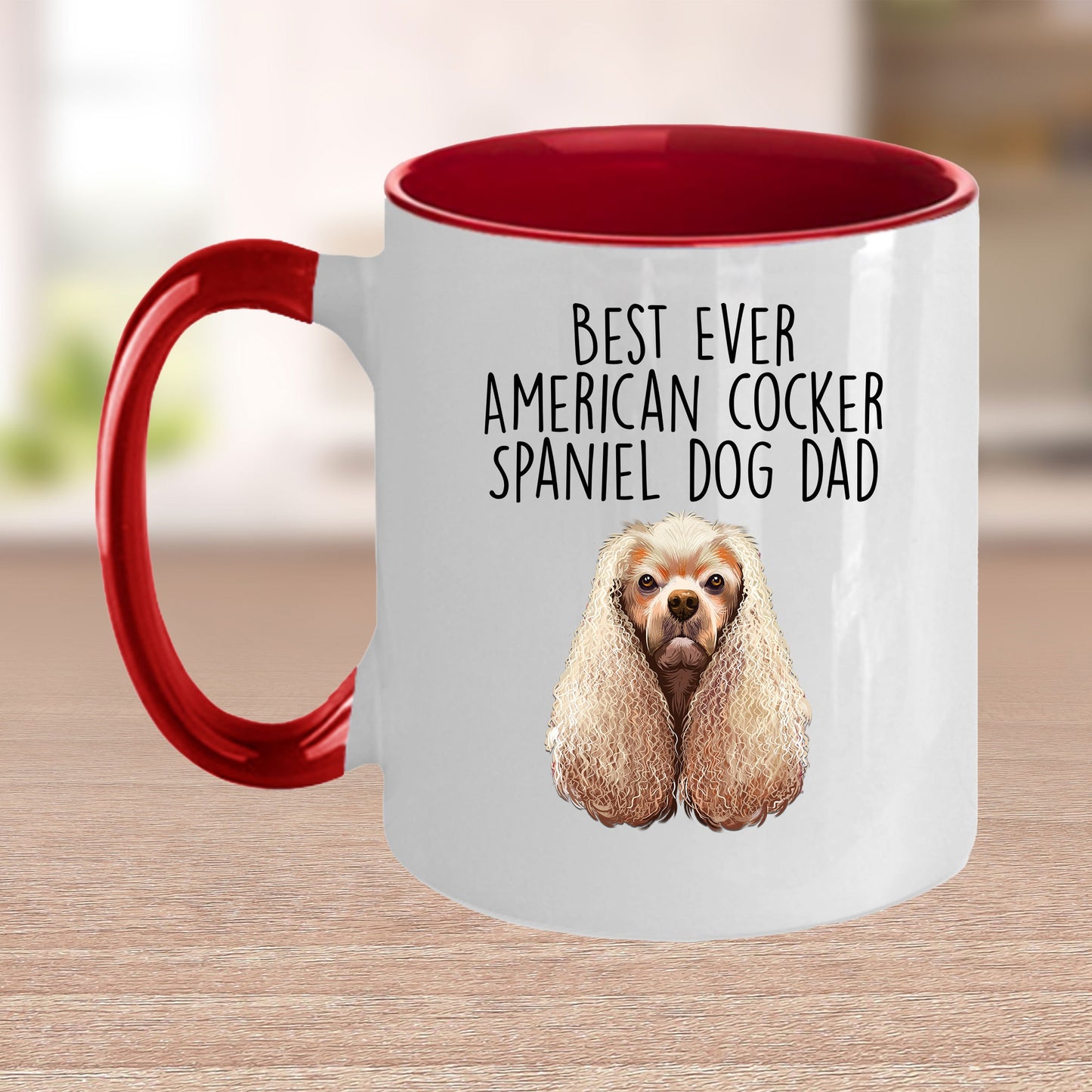 American Cocker Spaniel Best Dog Dad Ever Custom Ceramic Coffee Mug White Two-tone Birthday Father's Day Gift for Men - Mallard Moon Gift Shop