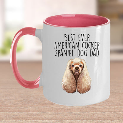 American Cocker Spaniel Best Dog Dad Ever Custom Ceramic Coffee Mug White Two-tone Birthday Father's Day Gift for Men - Mallard Moon Gift Shop