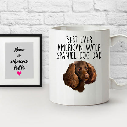 American Water Spaniel Best Dog Dad Ever Custom Ceramic Coffee Mug White Two-tone Birthday Father's Day Gift for Men