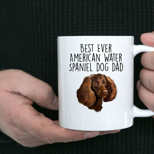 American Water Spaniel Best Dog Dad Ever Custom Ceramic Coffee Mug White Two-tone Birthday Father's Day Gift for Men