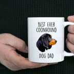 Black and Tan Coonhound Best Dog Dad Ever Custom Ceramic Coffee Mug White Two-tone Birthday Father's Day Gift for Men