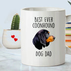 Black and Tan Coonhound Best Dog Dad Ever Custom Ceramic Coffee Mug White Two-tone Birthday Father's Day Gift for Men