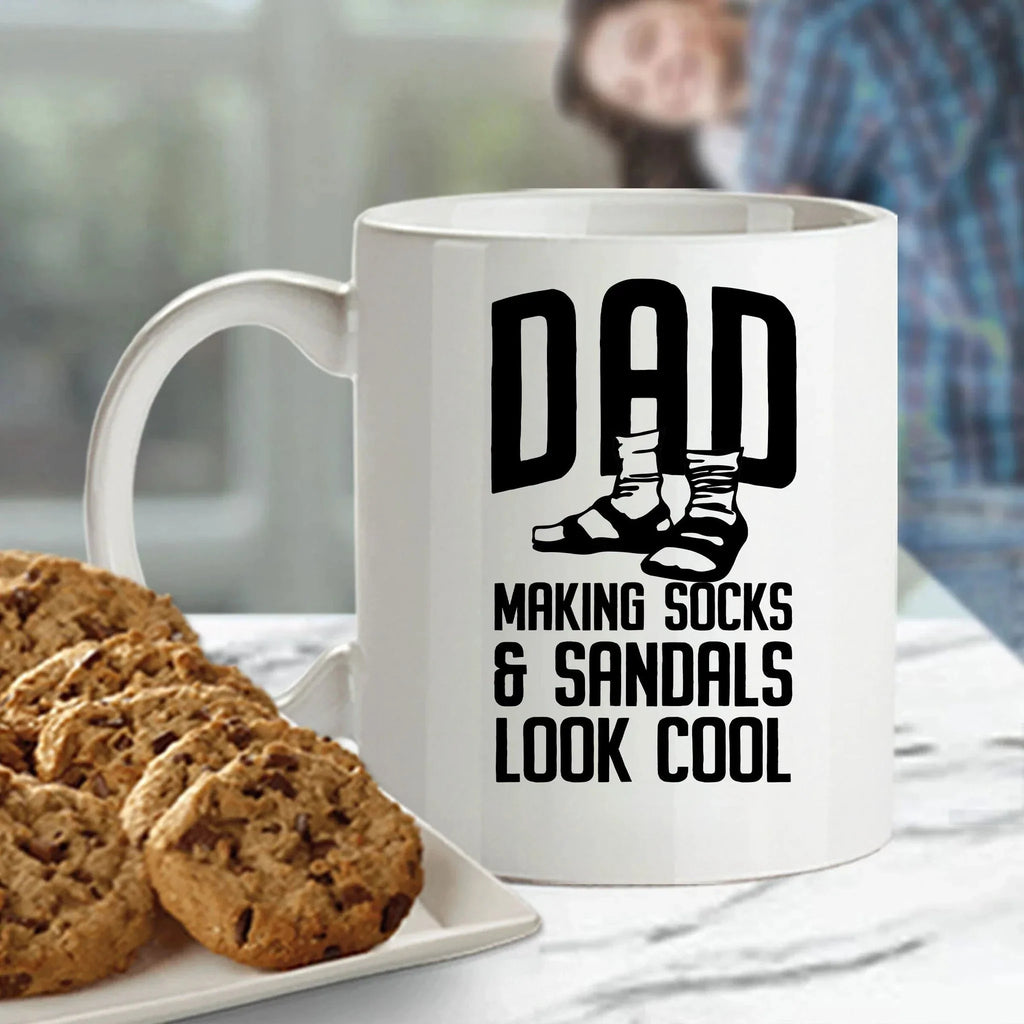 Funny dad custom ceramic coffee mug - Making socks and sandals look cool Birthday Father's Day Gift