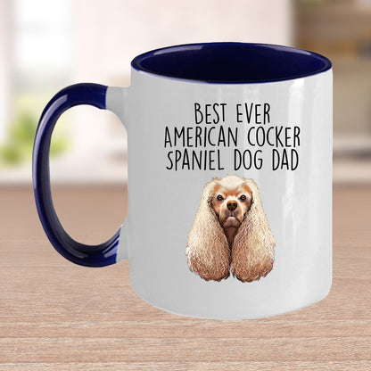 American Cocker Spaniel Best Dog Dad Ever Custom Ceramic Coffee Mug White Two-tone Birthday Father's Day Gift for Men - Mallard Moon Gift Shop