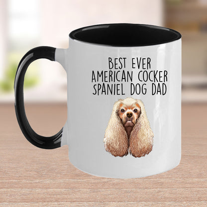 American Cocker Spaniel Best Dog Dad Ever Custom Ceramic Coffee Mug White Two-tone Birthday Father's Day Gift for Men - Mallard Moon Gift Shop